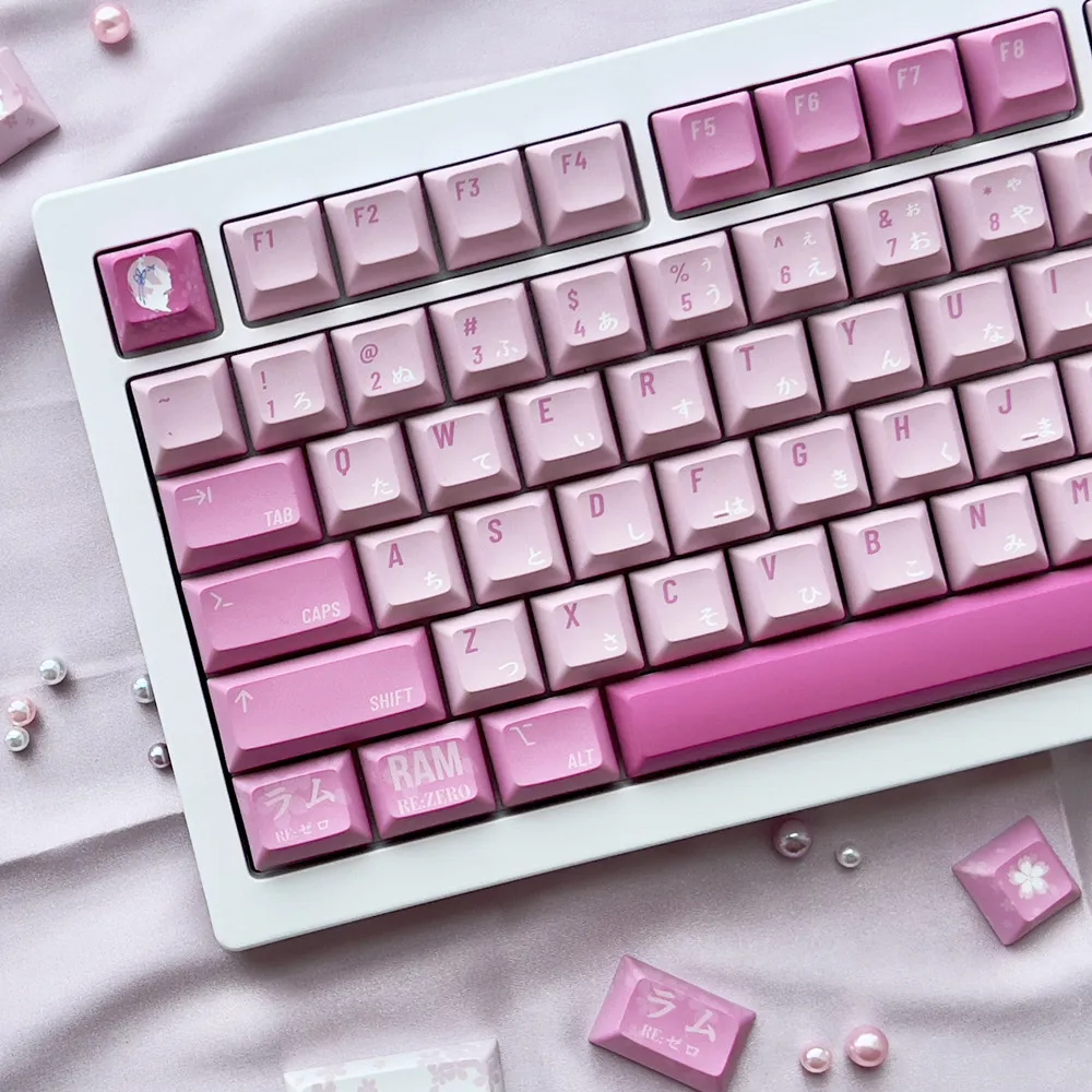 Empregada Rosa Empregada Azul Pbt Keycap 140 Chaves Perfil Kca Conjuntos Completos Dye Subbed para 60 61 64 68 75 84 87 96 98 104 108 Mechanica - Imagem 4
