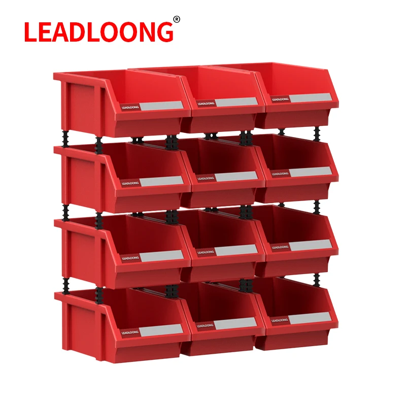 LEADLOONG X1 12pcs 180*120*80mm/7.09*4.72*3.15inch Plastic Stackable Storage Bins Small Tool Component Box for Garage 3