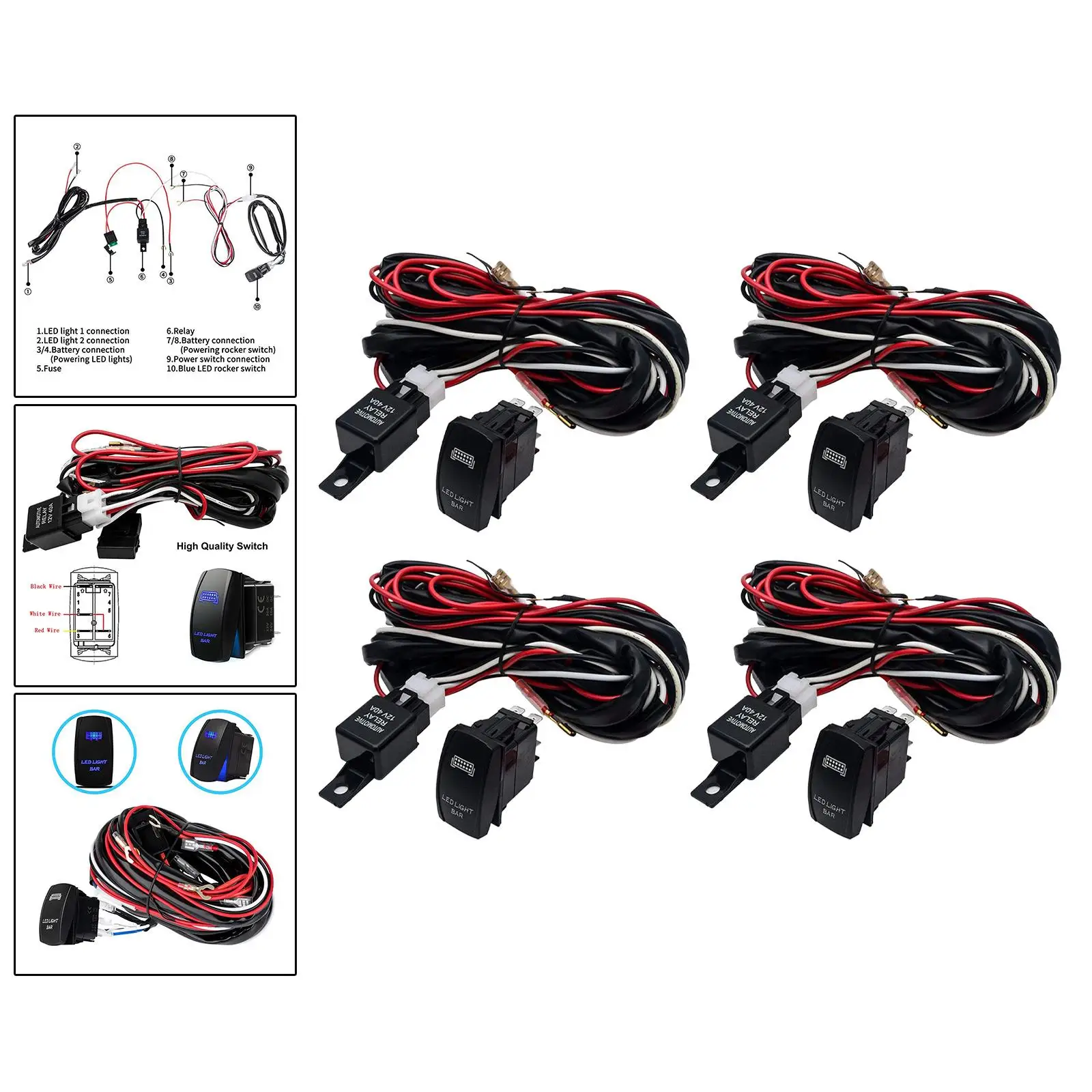 LED Work Light Switch Wiring Harness 12V for Boat Trailer Motorcycle