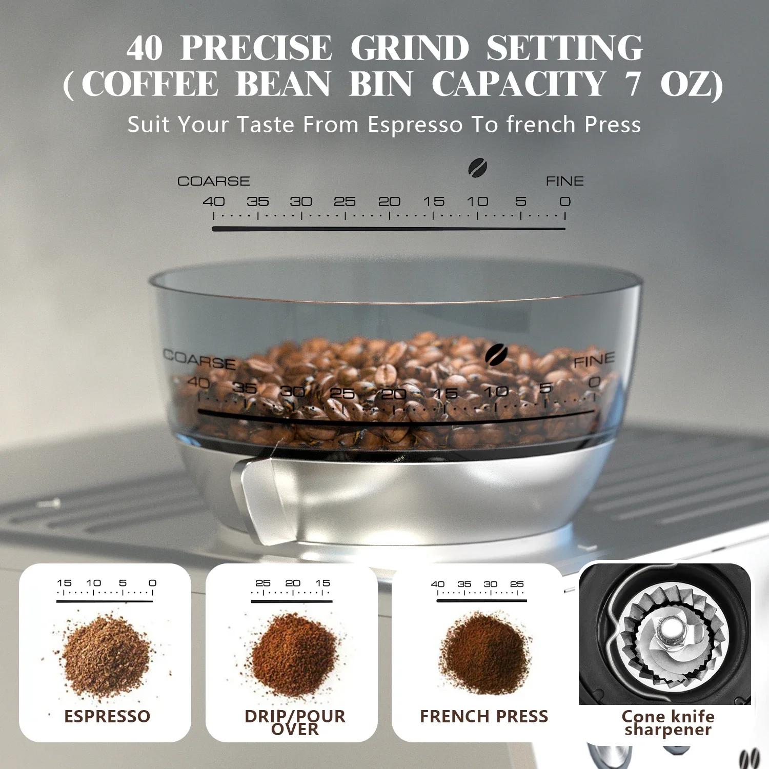 Empstorm portable electric coffee maker 20Bar Power Pressure Pump Manual smart italian espresso machine with grinder 6