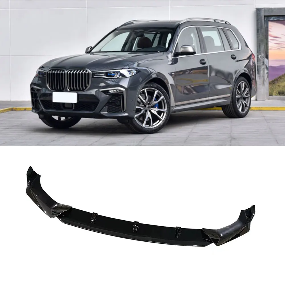 

ABS Gloss Black Front Bumper Lip For BMW X7 G07 M Sport 2019-2021 Car Guard Plate Splitter bumper cover Carbon Fiber