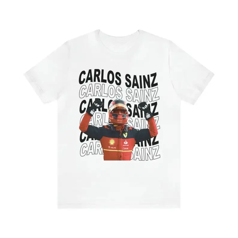 

Racing Summer Men's Carlos Sainz Cotton T-shirt Casual Number 55 Formula Printing Women's Gift Short Sleeve