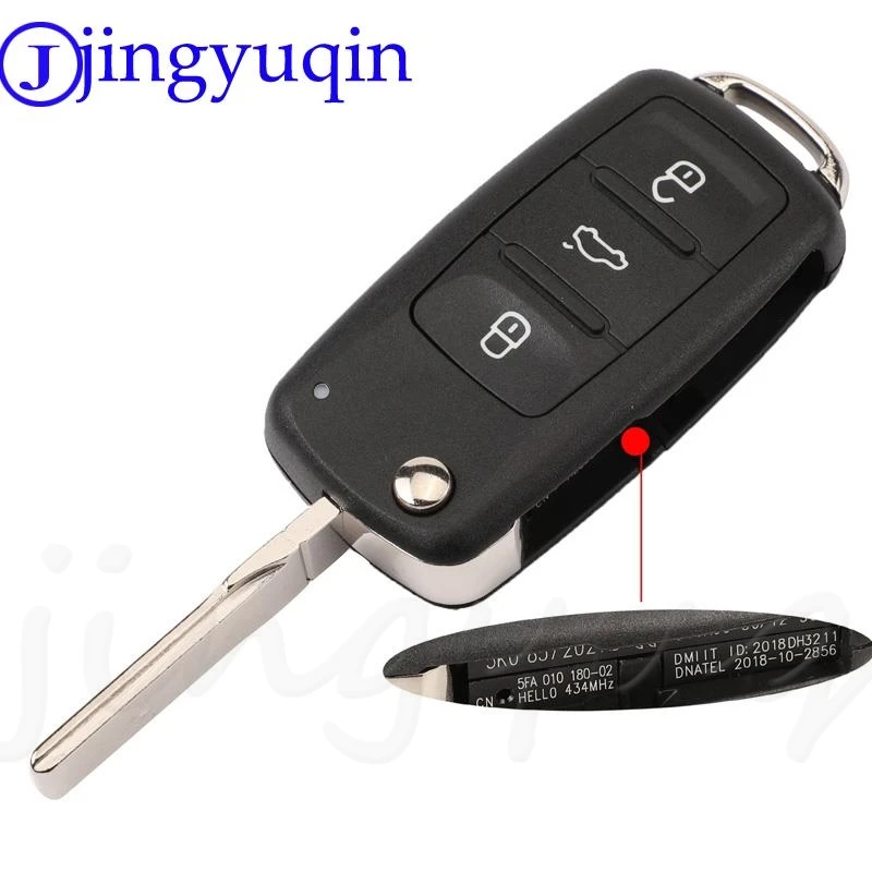 jingyuqin กุญแจรีโมท 434MHz ID48 ชิป 5K 0837202 AD/202Q สําหรับ VW Golf Tiguan Polo Passat CC ที่นั่ง Skoda Mk6 Octavia Jetta Beetle 2