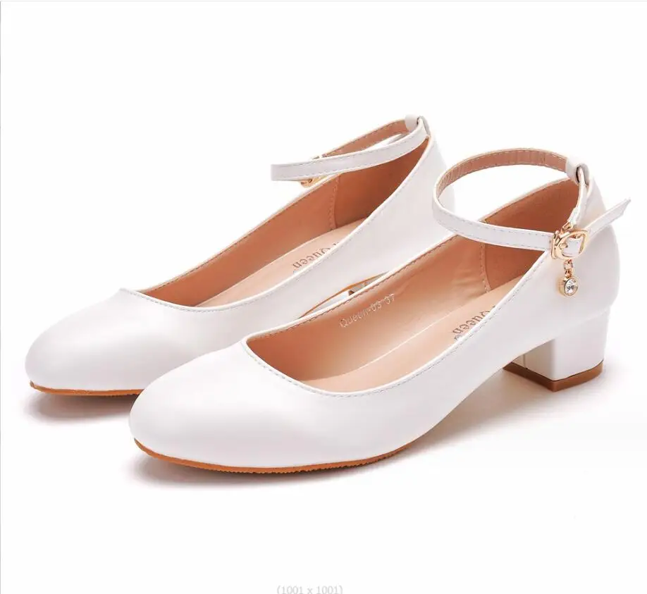 Spring Autumn Wedding Shoes Female White Wedding Shoes High Heel thick with Bottom Fashion Women's Shoes Shallow High Heels Shoe