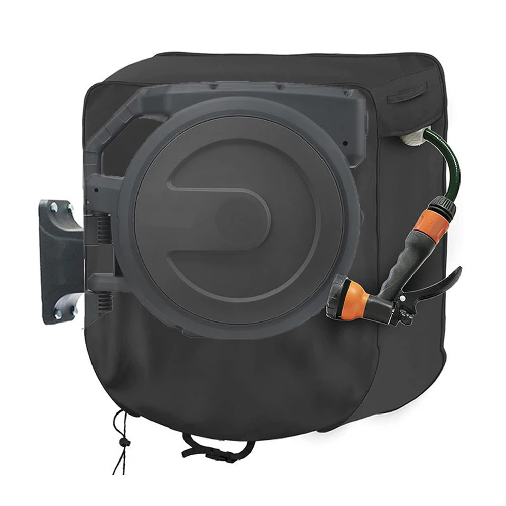 

1pc Urethane Coating Hose Reel Covers 250g 60x45x60cm Black Easy To Clean Silver Coated Oxford Cloth Garden Durable