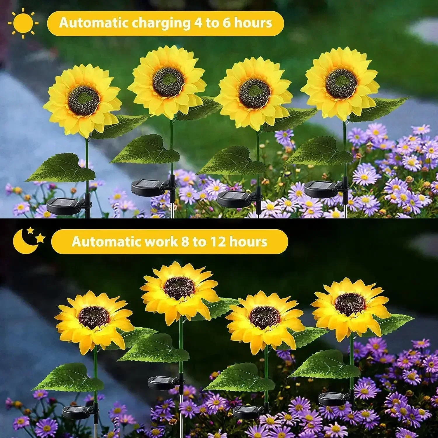 Solar LED Light Simulation Sunflower Lamp Outdoor Waterproof Landscape Light Garden Firefly Lawn Yard Christmas Decor