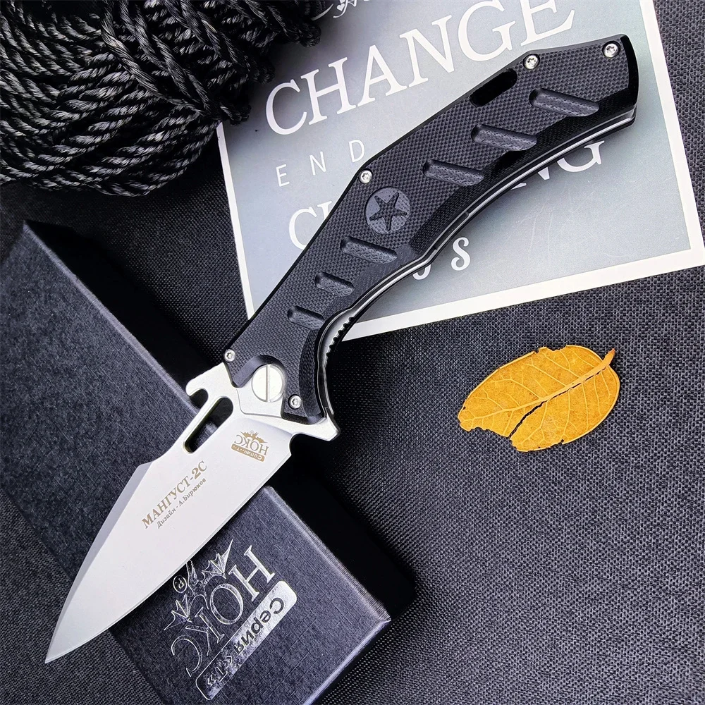 

RUSSIA HOKC Star Folding Knife Military Force Hunting Knives D2 Blade G10 Handle Edc Survival Multi Flipper Tool With Belt Clip
