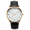 Men Watches Simple Business Analog Alloy Vintage Quartz Watch Arabic Number Strap Minimal Round Dial Classic Black Leather Strap 2