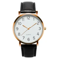 Men Watches Simple Business Analog Alloy Vintage Quartz Watch Arabic Number Strap Minimal Round Dial Classic Black Leather Strap 2