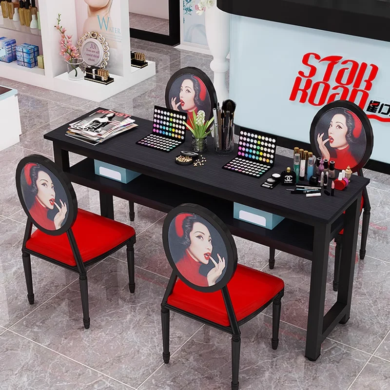 

Retro Makeup Manicure Table Dust Collector Nails Designer Salon Professional Aesthetic Nail Furniture Manicure Moveis Led Lamp
