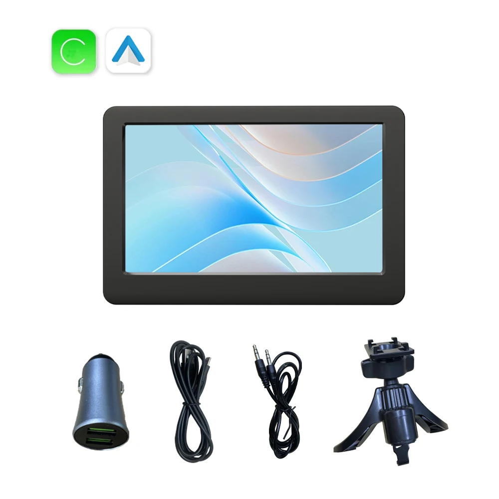 4.3 inç Taşınabilir Araç Radyosu Evrensel Kablosuz CarPlay Android Auto Mirror Link Oynatıcı, Apple ve Android için BT Ses AUX Stereo ile