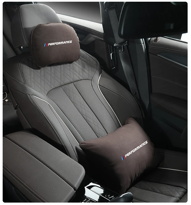 Soft Cotton Filled Suede Car Cushion For Bmw Auto Seat Neck Back