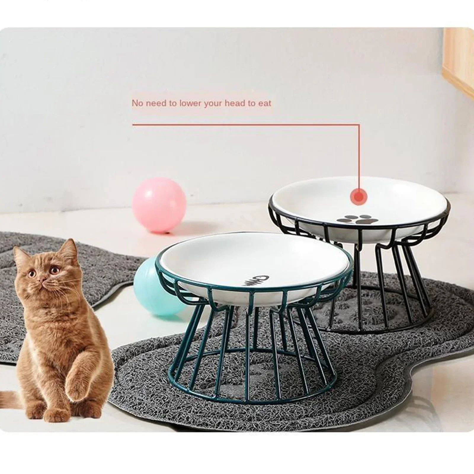 Title 3, Ceramic Raised Pet Bowl Food Water Treats for C...