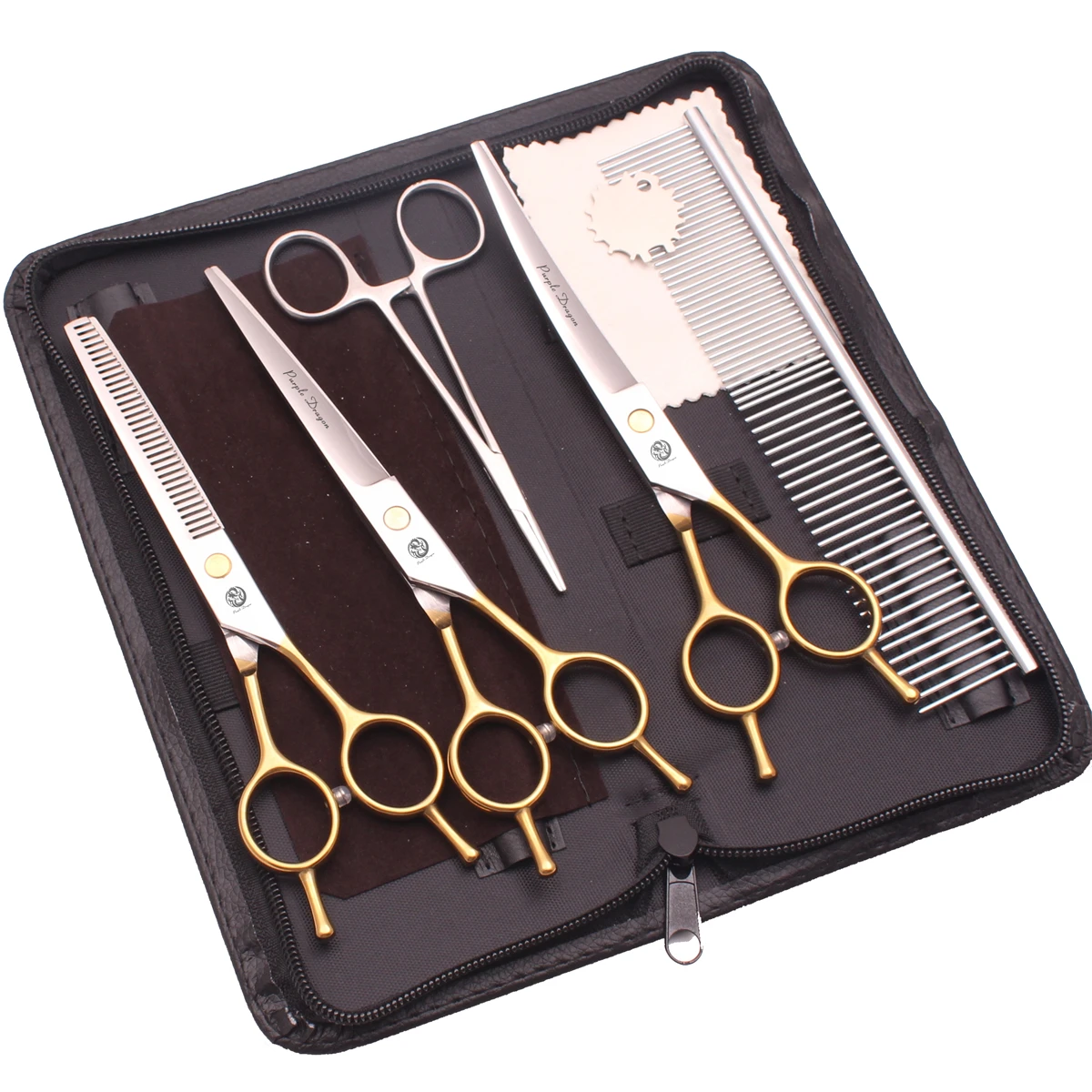 PurpleDragonGroomingScissorsStainlessScissorsforDogsStraight