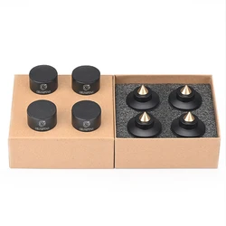 Premium Aluminum Alloy Speaker Spike Stands with Carbon Fiber Shock-Absorbing Pads (Set of 4) (Black)