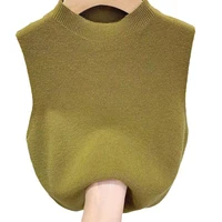 Women's Vest Tank Top Solid Color Knitted Tees T-Shirt Top Cropped Top Camisole Sweater Half-turtleneck Spring Autumn Sleeveless 5
