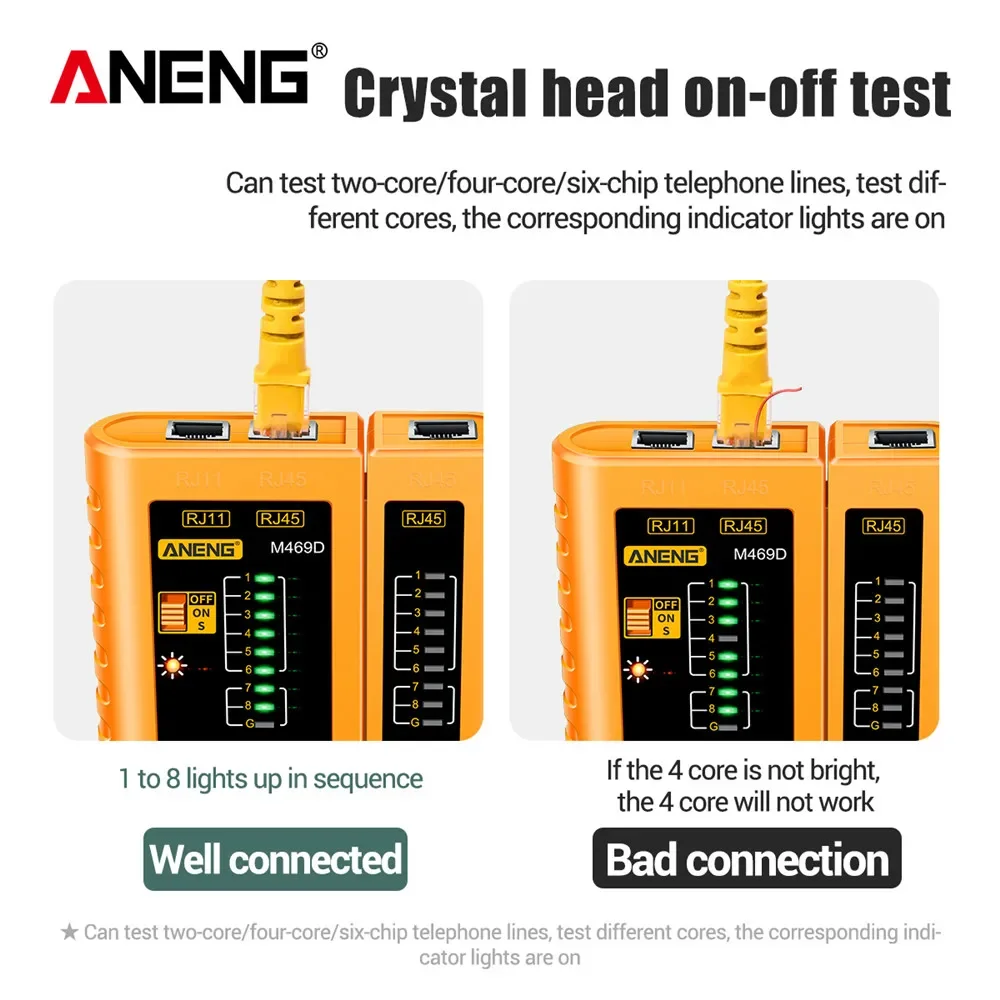 ANENG M469D RJ45 Cable lan tester Network Cable Tester RJ45 RJ11 RJ12 CAT5 UTP LAN Tester Networking Tool network Repair