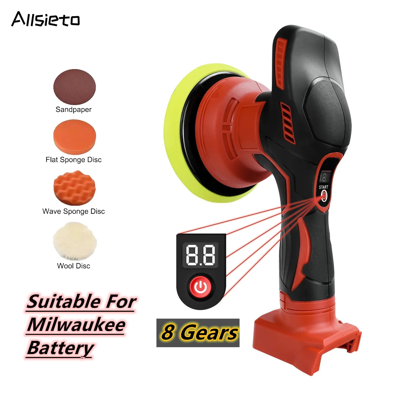Electric Car Polisher Wireless Waxing Sanding Sealing Glaze Sander Car Polisher Power Tools For Milwaukee 18V Battery