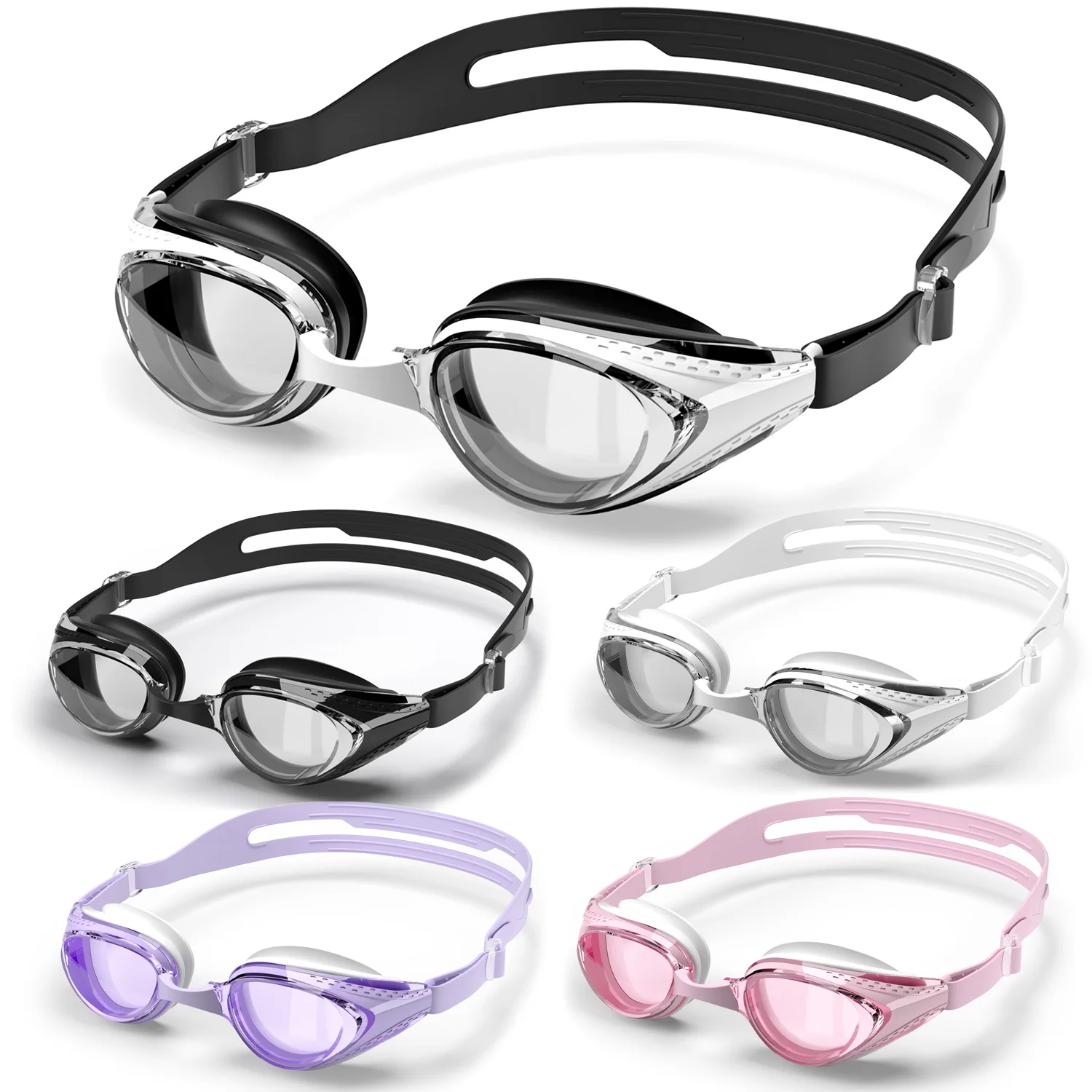 Lunettes de natation professionnelles anti-buée 100% étanches avec protection UV totale - tous âges