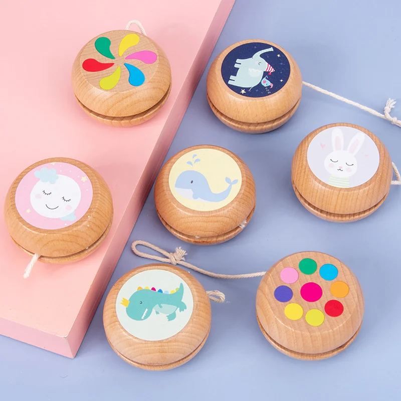 Wooden Toy Yoyo Color Mini Round DIY Baby Cute Ball Hand-Made Crafts Log Toys Kids Funny Creative Cartoon Toys For Child Gifts
