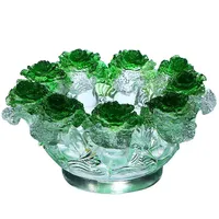 Premium Colored Glaze Cabbage Bowl Embossed Pen Brush Pot Holder Container Rich Fengshui Ornament Home Cabinet Auspicious Decor 1