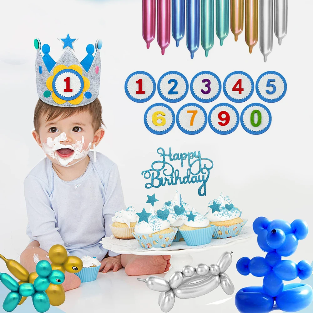 Handmade Birthday Party Hat Children Day Gift Interchangeable Numbers Crown Adjustable Size Birthday Party Decor for Kids