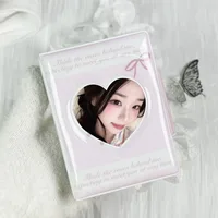 K-Pop Card Holder Mini Album 2.5 * 3.5 Heart-Shaped Hollow Cover Loose Leaf Folder, 56 * 87mm-63 * 88mm Card Specific Card Book 1