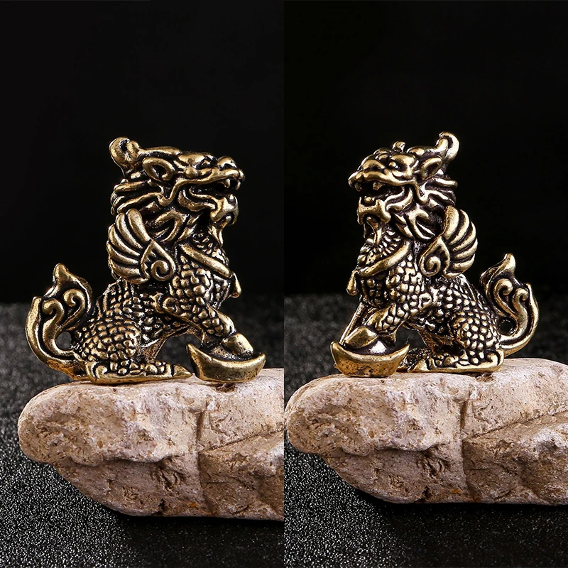 

Бронзовая статуя в античном стиле, статуя Qi Lin, медные животные, украшения для дома на удачу, фэн-шуй, украшения для гостиной