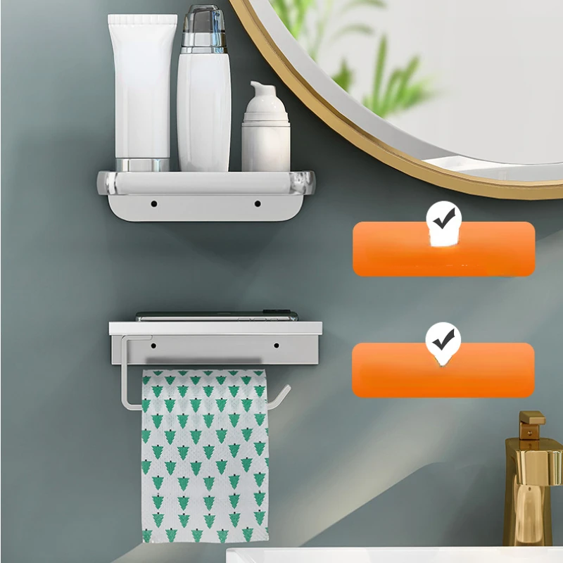 Stainless Steel Toilet Paper Holder Bathroom Wall Hanging Paper Phone Holder Shelf Storage Hook Tissue Toilet Roll