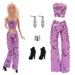 Fashion Doll Clothes Set: Coat, Jacket, Dress, Shirt, Sweater, Skirt & Accessories (Style 5-1)