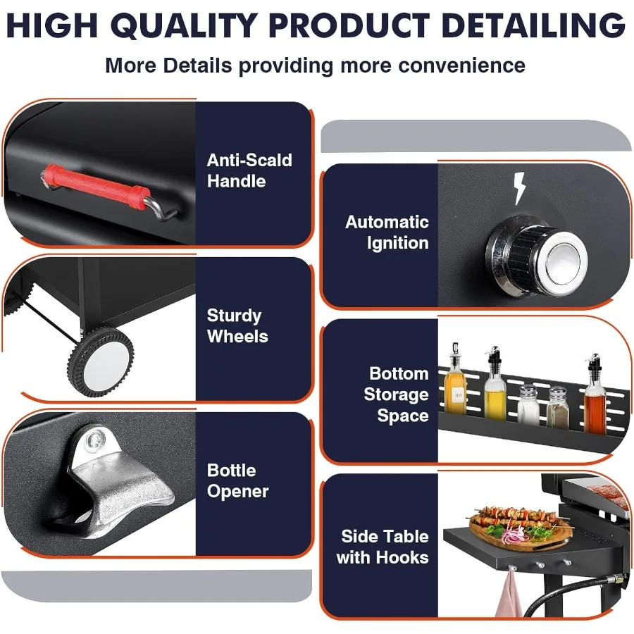Propane and Charcoal Grill Combo Gas Griddle Grill 3