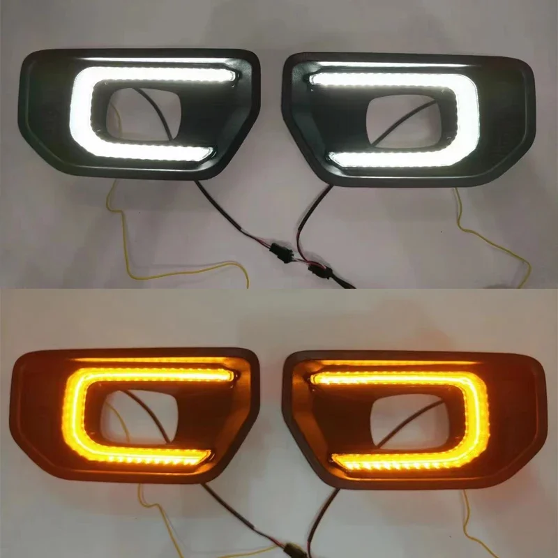 

For Ford Ranger T9 2022 2023 XL XLT LED Car DRL Daytime Running Light 12V Driving Fog Lamp With Turning Yellow Signal Daylights