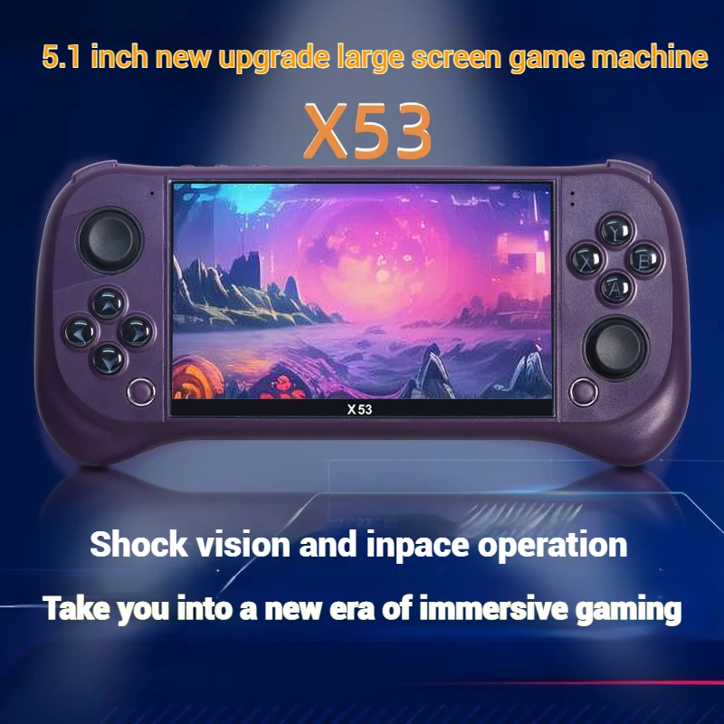 Children's Game Console X53 Handheld Game Console HD 5.1 Inch Large Screen Retro Music Video Playback Watch TV Read E-books