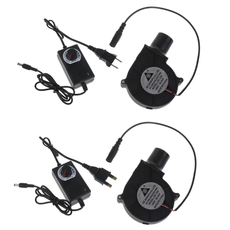 

12V BBQ Fan Small Portable Air Blower with Air Collecting Port Power Supply Speed Controller Cooking Blower UK/EU Plug