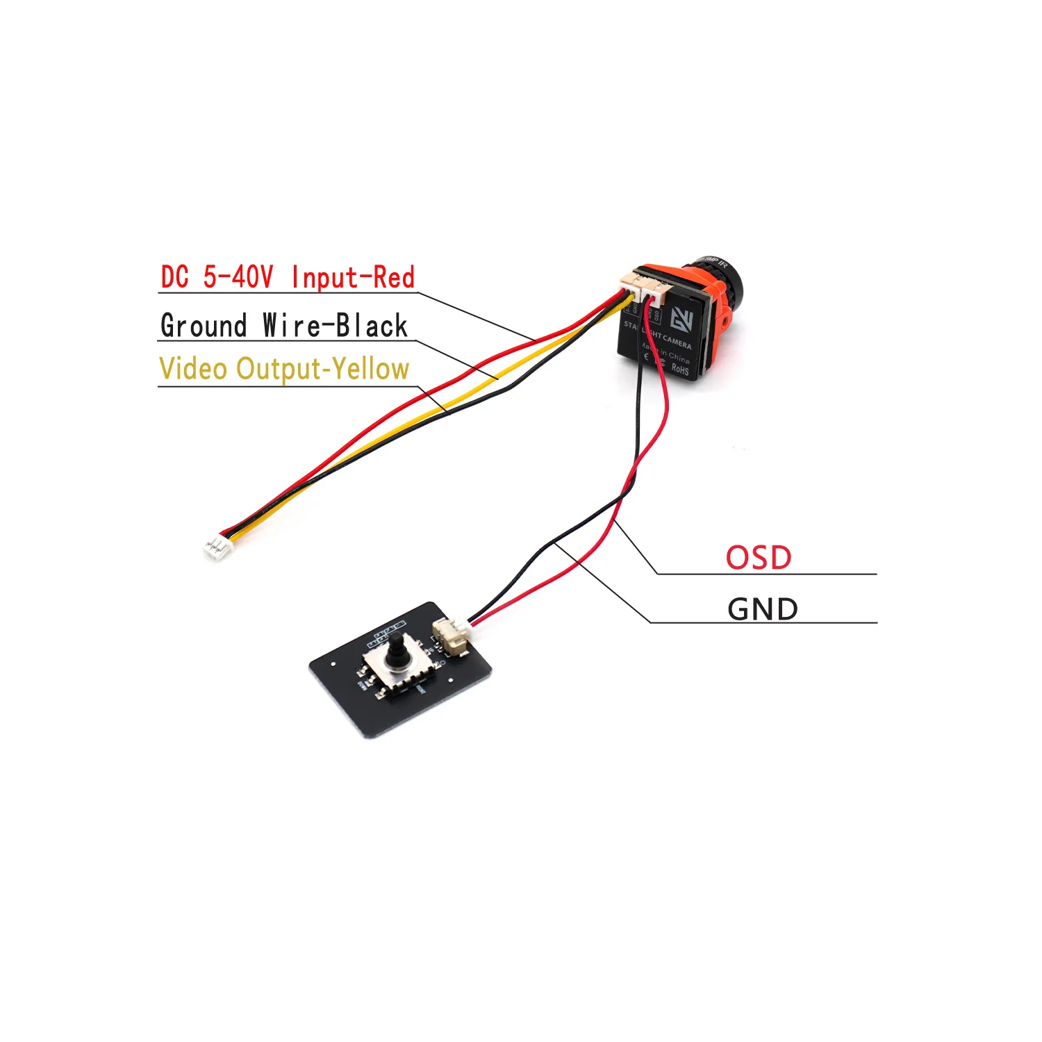 YSIDO FPV Mini Caméra 1800TVL 2.1mm IR Bloqué pour Drone RC Course