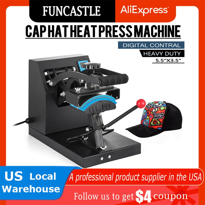 Hat Cap Heat Press 110V 5.5 x 3.5 inch Heat Transfer Stamping Sublimation  Machine Digital Display Clamshell for DIY Advertising - AliExpress