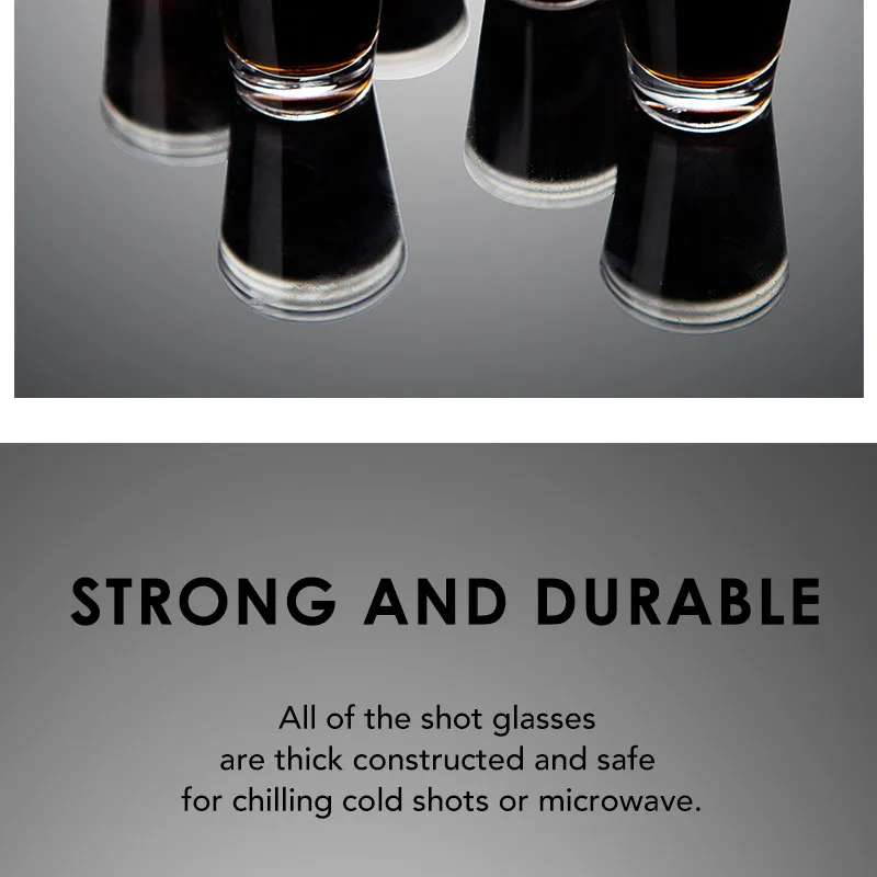 6er-Pack 1,5-Unzen-Schnapsgläser-Set, Kristall-Schnapsgläser, große, klare Kegel-Schnapsgläser für Wodka, Tequila, Whiskey, Likör, Bierkrüge, Tasse – Detail 6