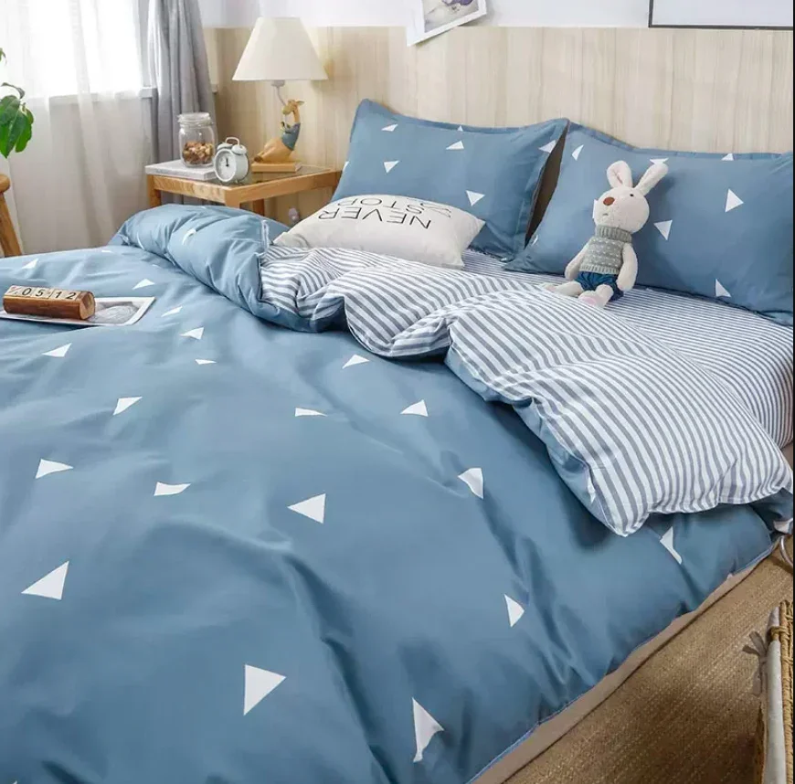 

Nordic Bedding Set Skin Friendly Duvet Cover +2pc Pillowcases + Flat Sheet Bedroom Twin Single Double Quen King Full Size B89F