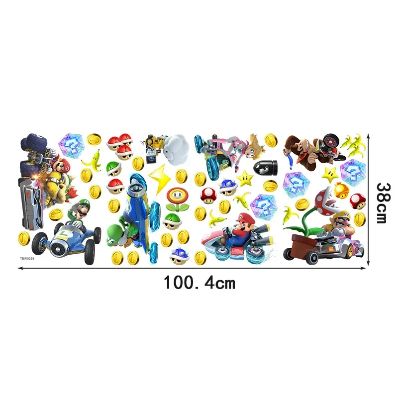 thumbnail image 1 of Pegatinas de pared de dibujos animados de Super Mario, pegatinas bonitas extraíbles de Mario, figuras de anime, juguete para dormitorio, sala de estar, jardín de infancia, regalo para niños, 1 of 5