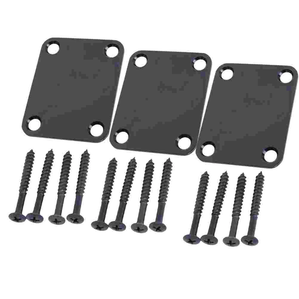

3pcs Guitar Neck Plates with Screws Back Plates Tremolo Cavity Covers Replacement for Electric Guitar Bass ( Black )