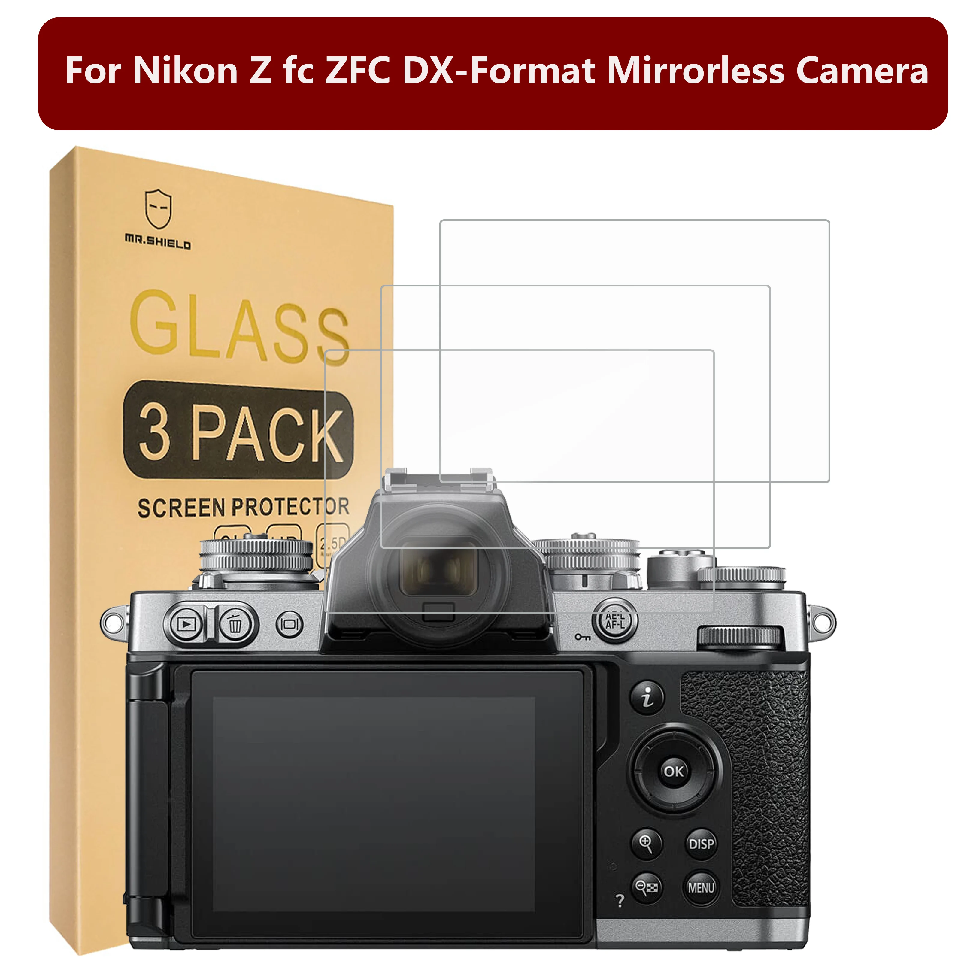 

Mr.Shield [3-Pack] Screen Protector For Nikon Z fc ZFC DX-Format Mirrorless Camera [Tempered Glass] [9H Hardness]