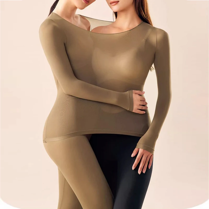 Thermal Underwear Sets Women's Thermal Underwear Set 2 Pieces Seamless blouse Long Johns Highly Elastic Autumn Winter Thermal Set For Women