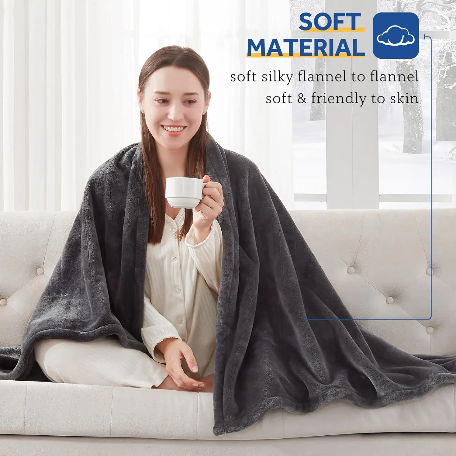 Electric Blanket King Size, Flannel Heated Blanket with Dual Controller, 10 Heat Setting & Auto Shut Off for Bed & Living Room