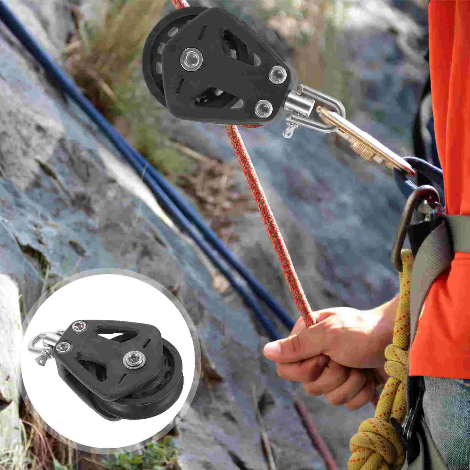 

Sailboat Pulley Nylon Crane Pulley Block Lifting Single Pulley Swivel Pulley