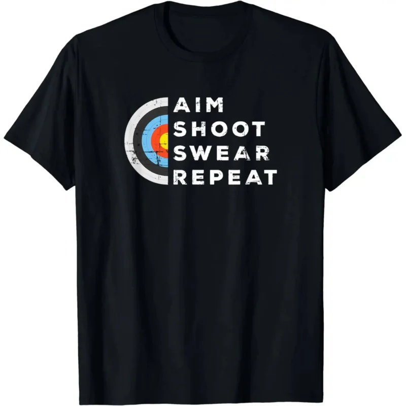 

Men Clothing Streetwear Graphic TShirts Graphic Birthday Gift Aim Shoot Swear Repeat Archery Costume Archery T-Shirt