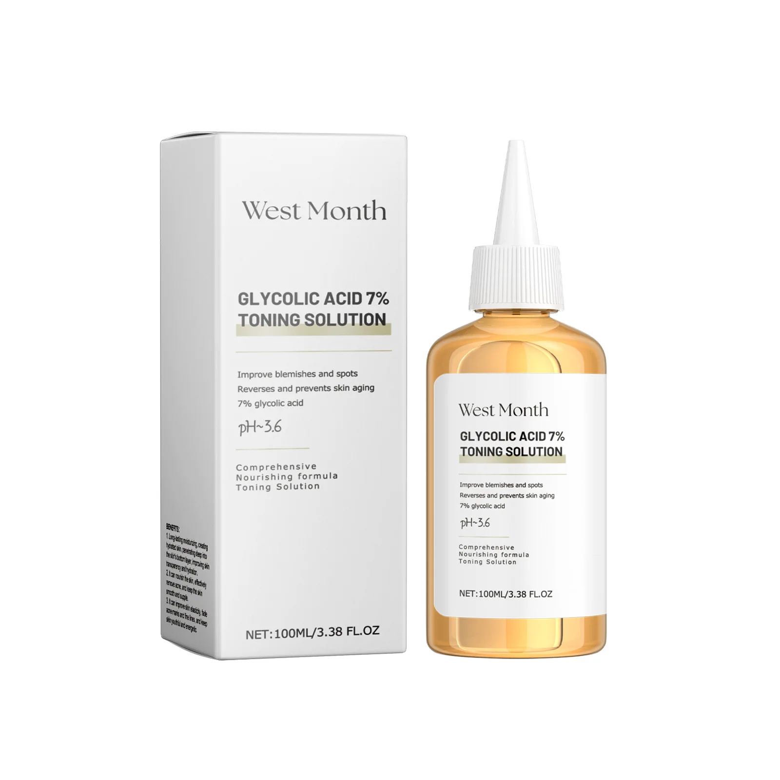 7% Glycolic Acid Toner Cleansing Skin Acne Moisturizing Hydrating Refreshing Eliminating Acne Marks Delicate Skin Rejuvenation 6