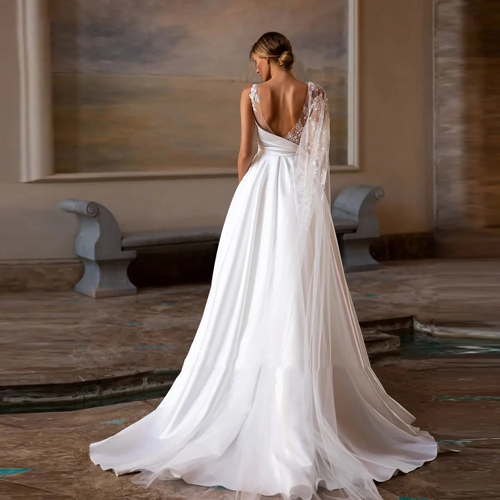 Exquisite A-Line Wedding Dresses For Women Lace Printing Bridal Gowns Sexy Appliques Backless Vestidos De Noiva 2024 Customized 4
