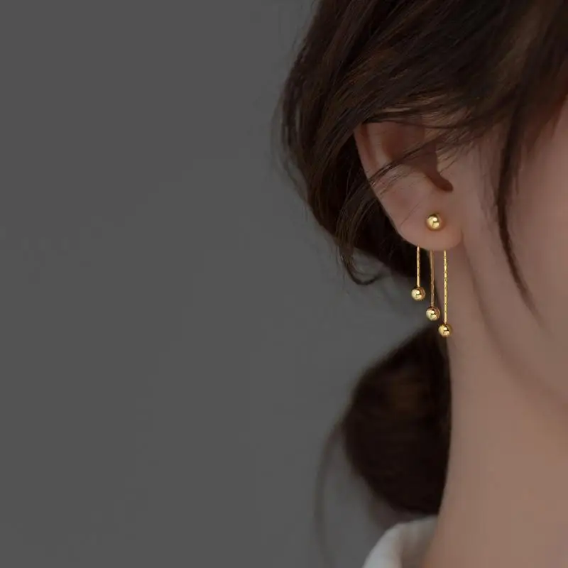 Korean Earring Metal Ball Fringe Earrings for Women Vintage