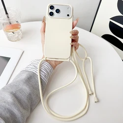 Versatile Necklace Strap Cord Crossbody Lanyard Liquid Silicone Phone Case - 14Plus or 15Plus (Antique white)