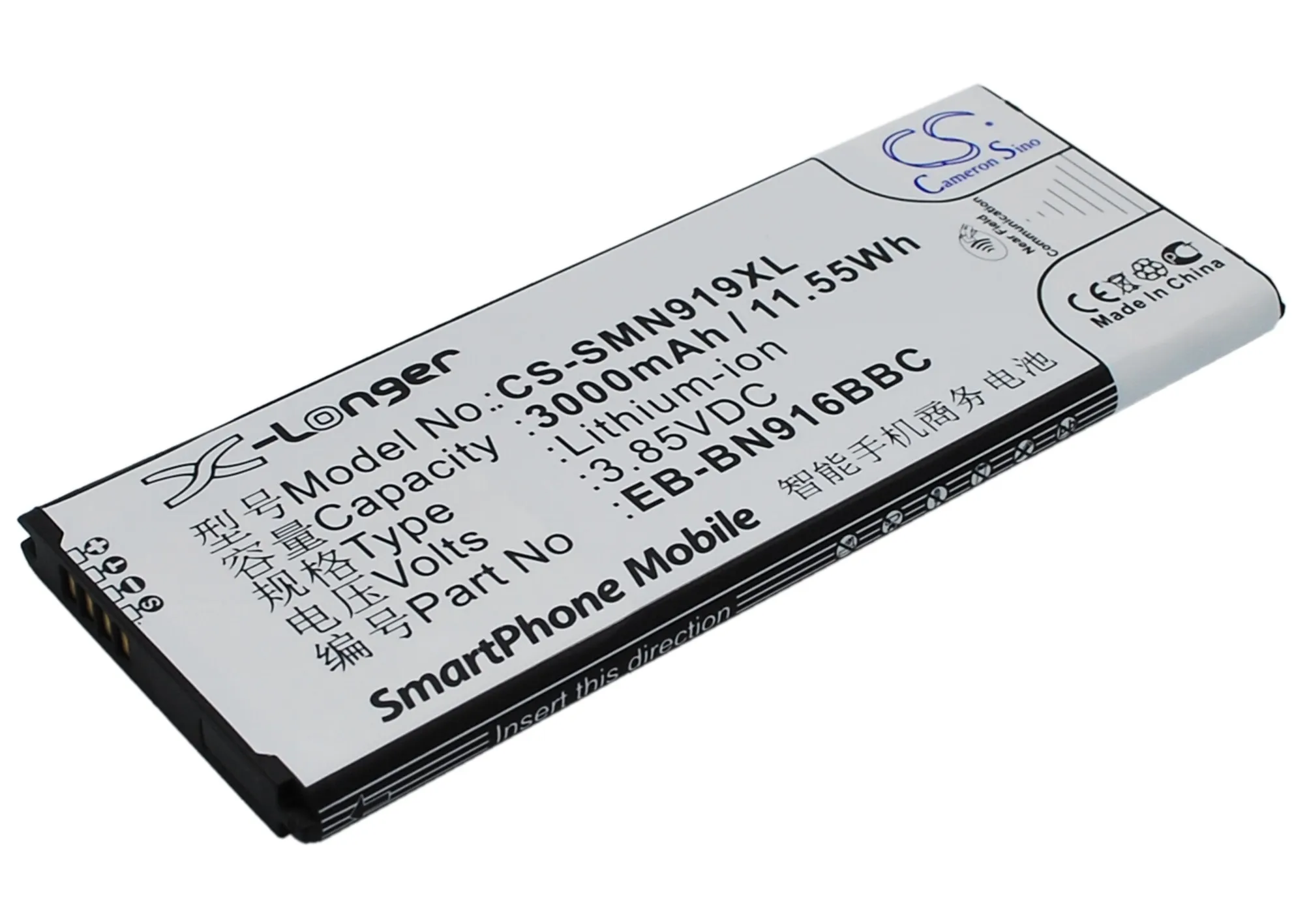 3000Mah Batteria Per Samsung Sm-N9108 Sm-N9106 Eb-Bn916Bbc Sm-N9109W Sm-N910F Sm-N910P Sm-N9100 Sm-N9108V Sm-N910G Galaxy Note 4